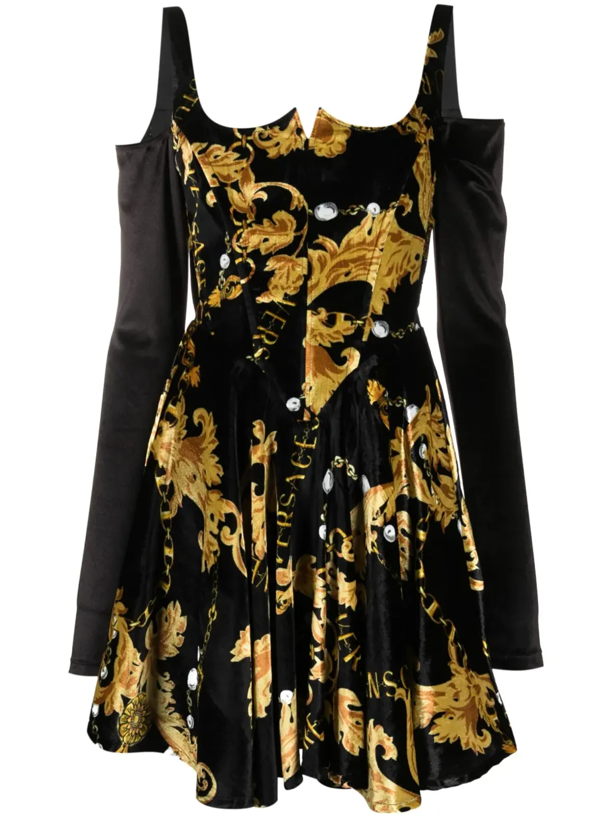Versace Jeans Couture チェーンコートゥール長袖コルセットドレス - ブラック - 画像1