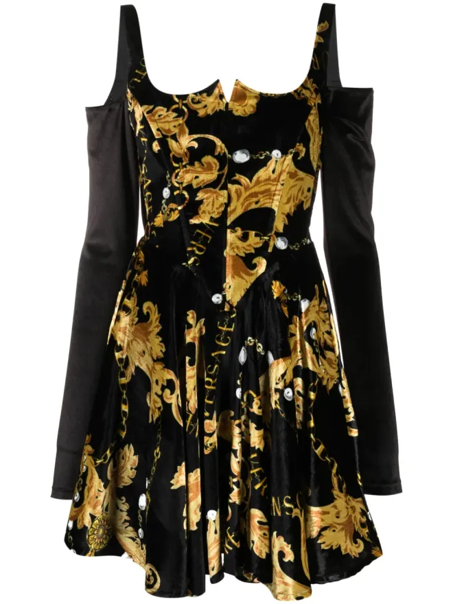 Versace Jeans Couture Versace Jeans Couture チェーンコートゥール長袖コルセットドレス - ブラックの商品画像