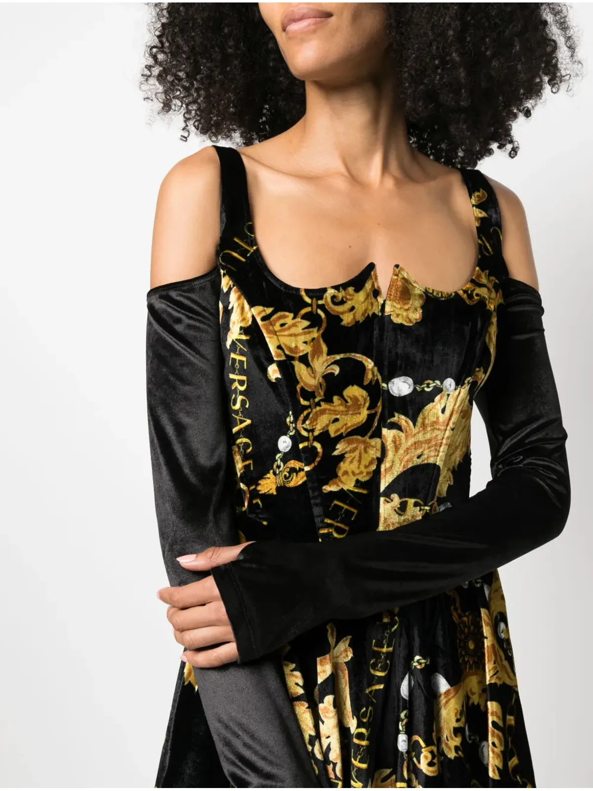 Versace Jeans Couture チェーンコートゥール長袖コルセットドレス - ブラック - 画像5
