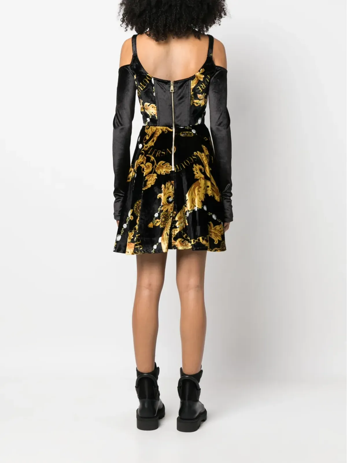 Versace Jeans Couture チェーンコートゥール長袖コルセットドレス - ブラック - 画像4