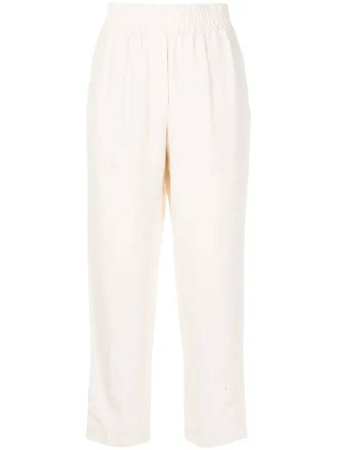 Brunello Cucinelli Brunello Cucinelli ハイウェストリネンパンツ - Whiteの商品画像