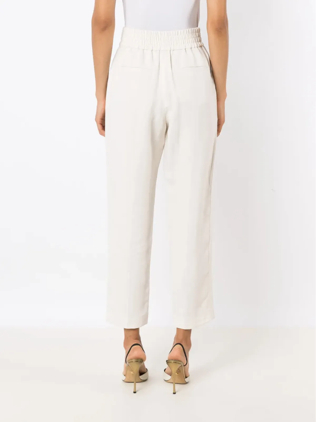 Brunello Cucinelli ハイウェストリネンパンツ - White - 画像4