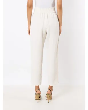 Brunello Cucinelli ハイウェストリネンパンツ - White - サムネイル4