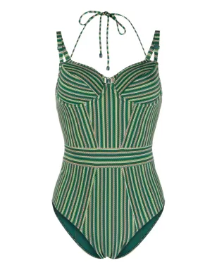 Marlies Dekkers ホリ ヴィンテージ ストライプ パッド入り ワンピース水着 - グリーン - サムネイル1