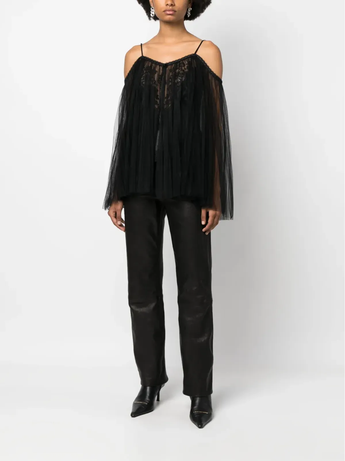 Alexander Wang レース刺繍のシャルムーズ チュニックトップ - 画像2