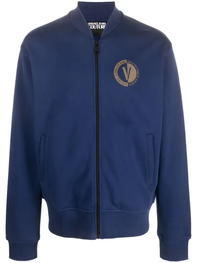 Versace Jeans Couture Versace Jeans Couture ブルーのロゴプリント コットン ボンバー ジャケットの商品画像