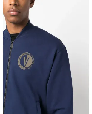Versace Jeans Couture ブルーのロゴプリント コットン ボンバー ジャケット - サムネイル5