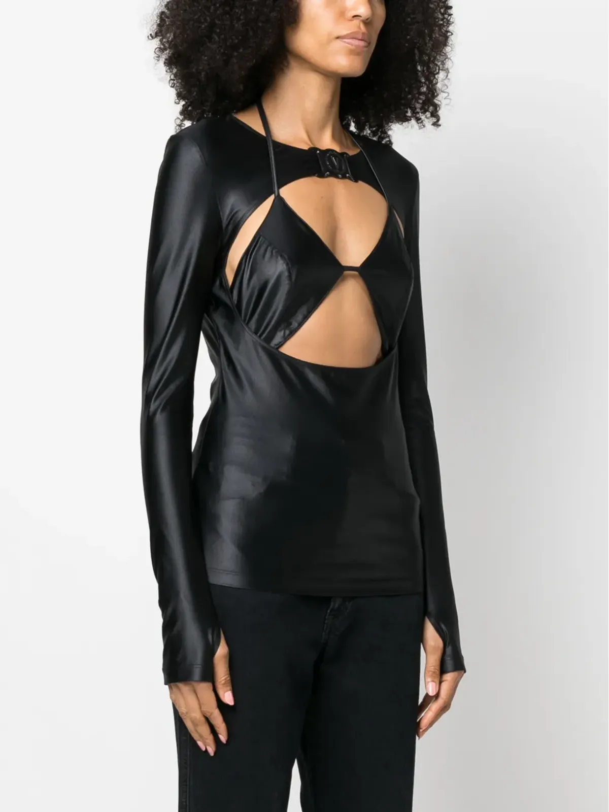 Versace Jeans Couture ロゴプレート カットアウトトップ - 画像3