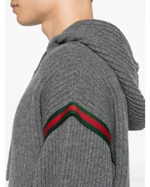 Gucci ウェブストライプリブ編みフーディ - サムネイル5