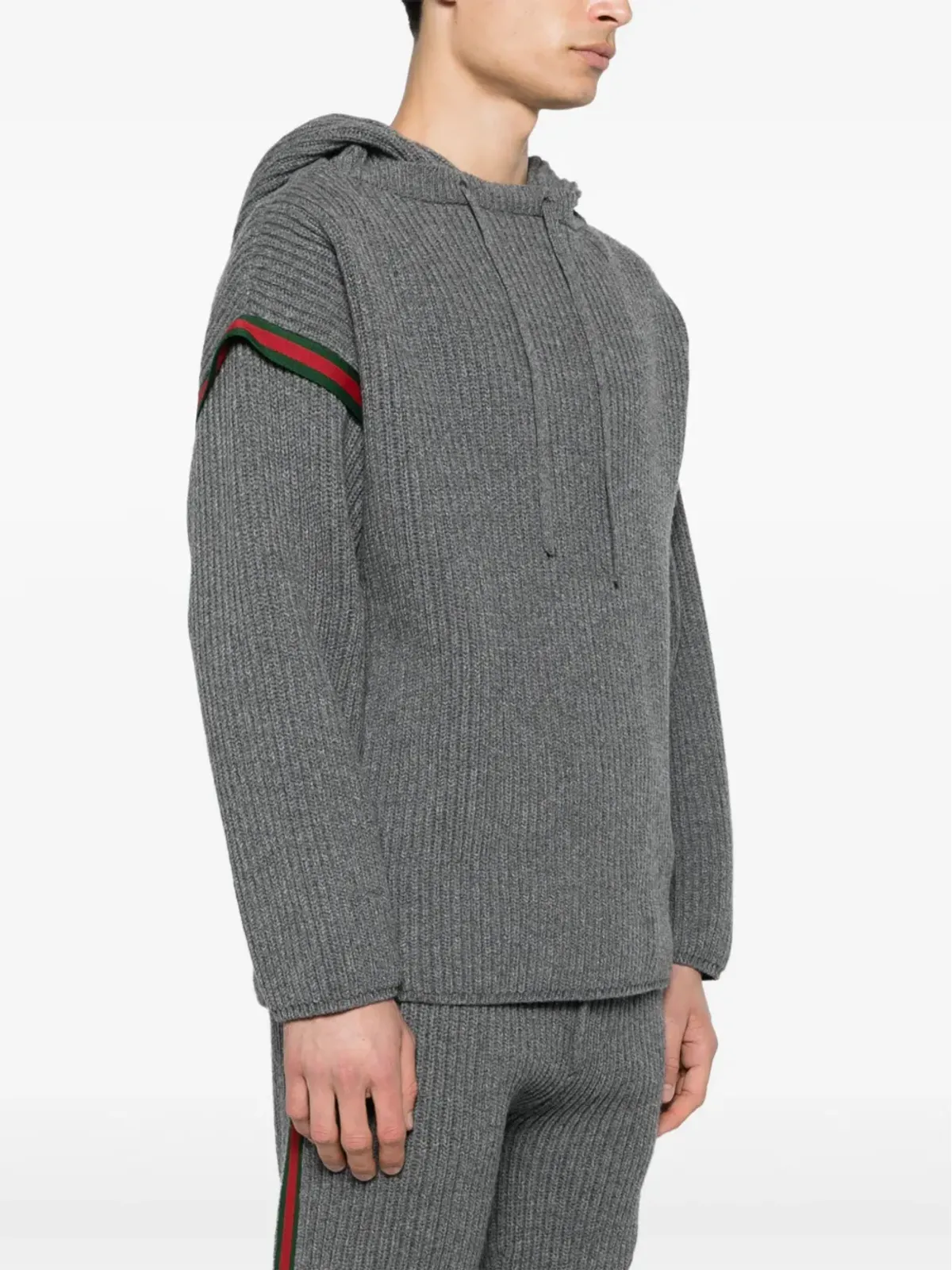 Gucci ウェブストライプリブ編みフーディ - 画像3