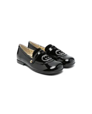 Gucci Kids インターロッキングG レザー バレリーナシューズ - サムネイル1
