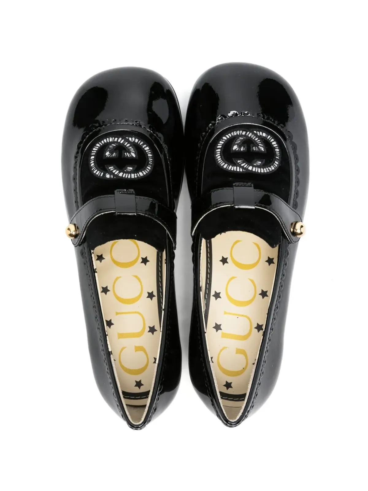 Gucci Kids インターロッキングG レザー バレリーナシューズ - 画像3