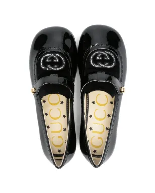 Gucci Kids インターロッキングG レザー バレリーナシューズ - サムネイル3
