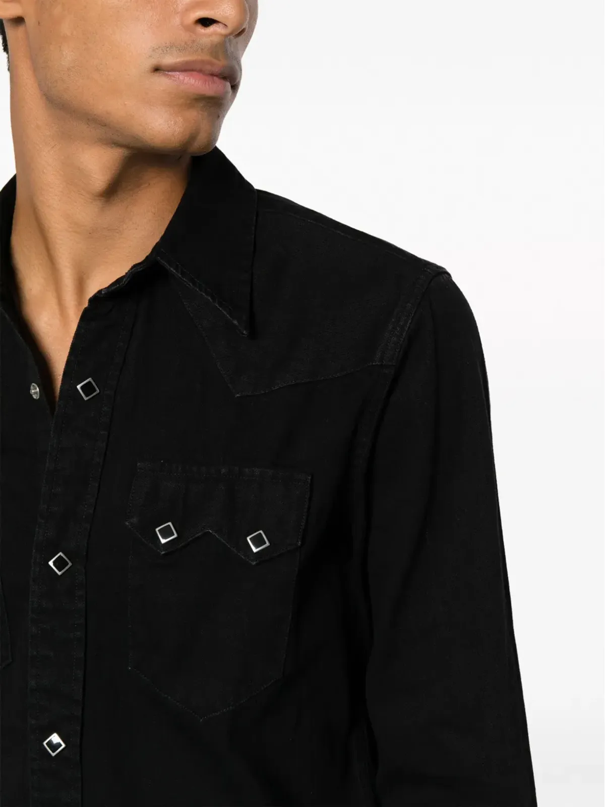 Ralph Lauren RRL ボタンアップ コットンシャツ ブラック - 画像5
