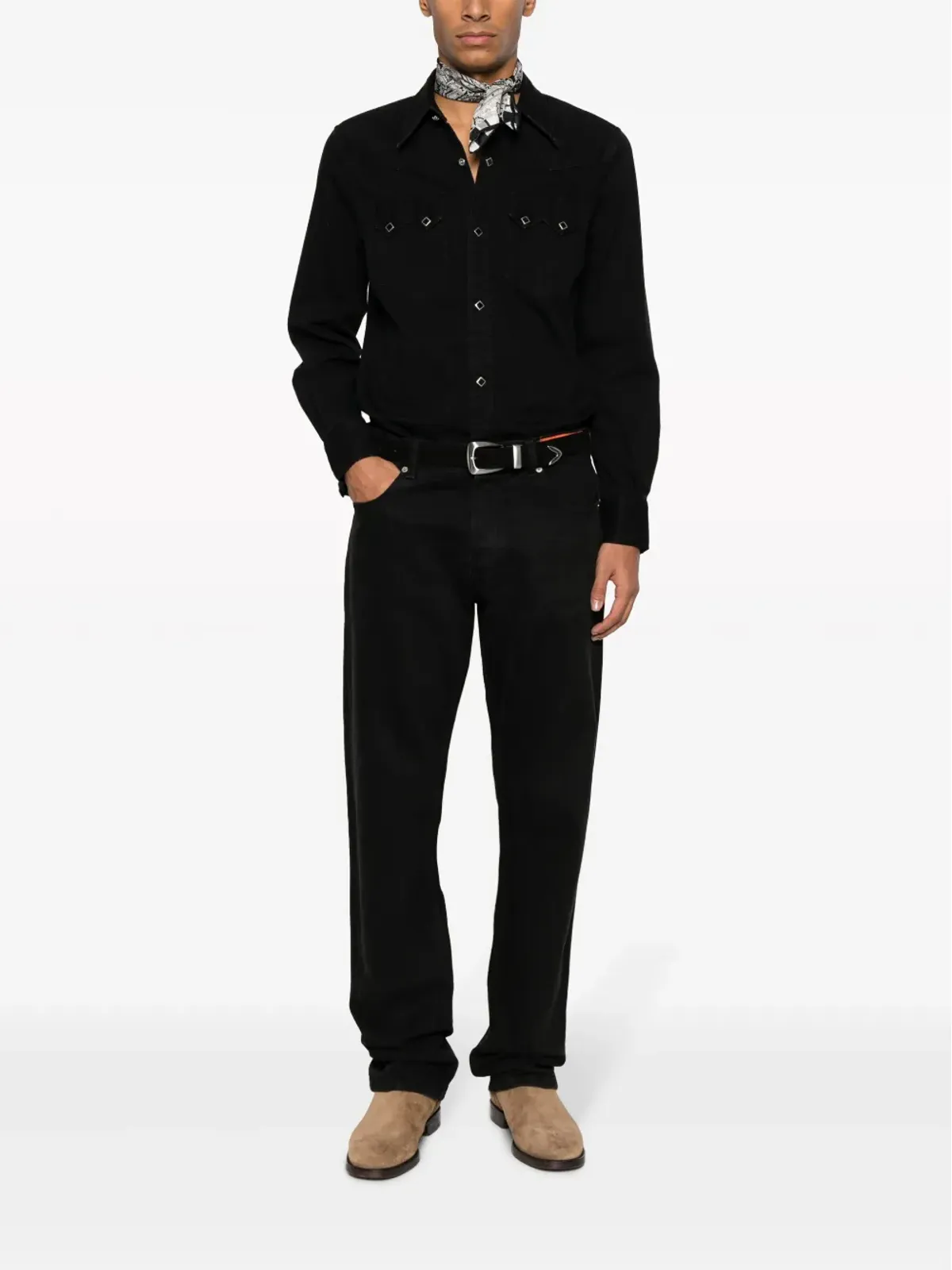 Ralph Lauren RRL ボタンアップ コットンシャツ ブラック - 画像2