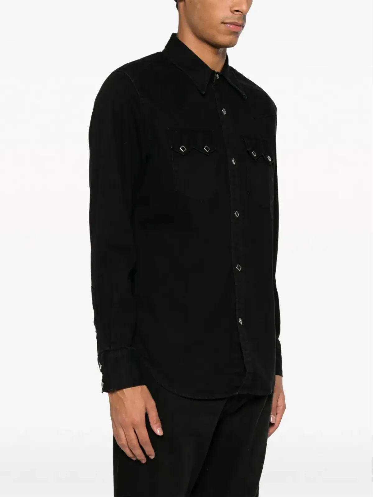 Ralph Lauren RRL ボタンアップ コットンシャツ ブラック - 画像3