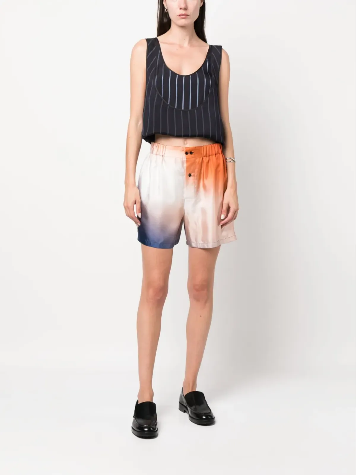Gauchère gradient-effect elasticated-waist shorts - Orange - 画像2
