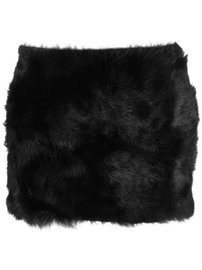 David Koma David Koma フリース風レザー ミニスカート - ブラックの商品画像