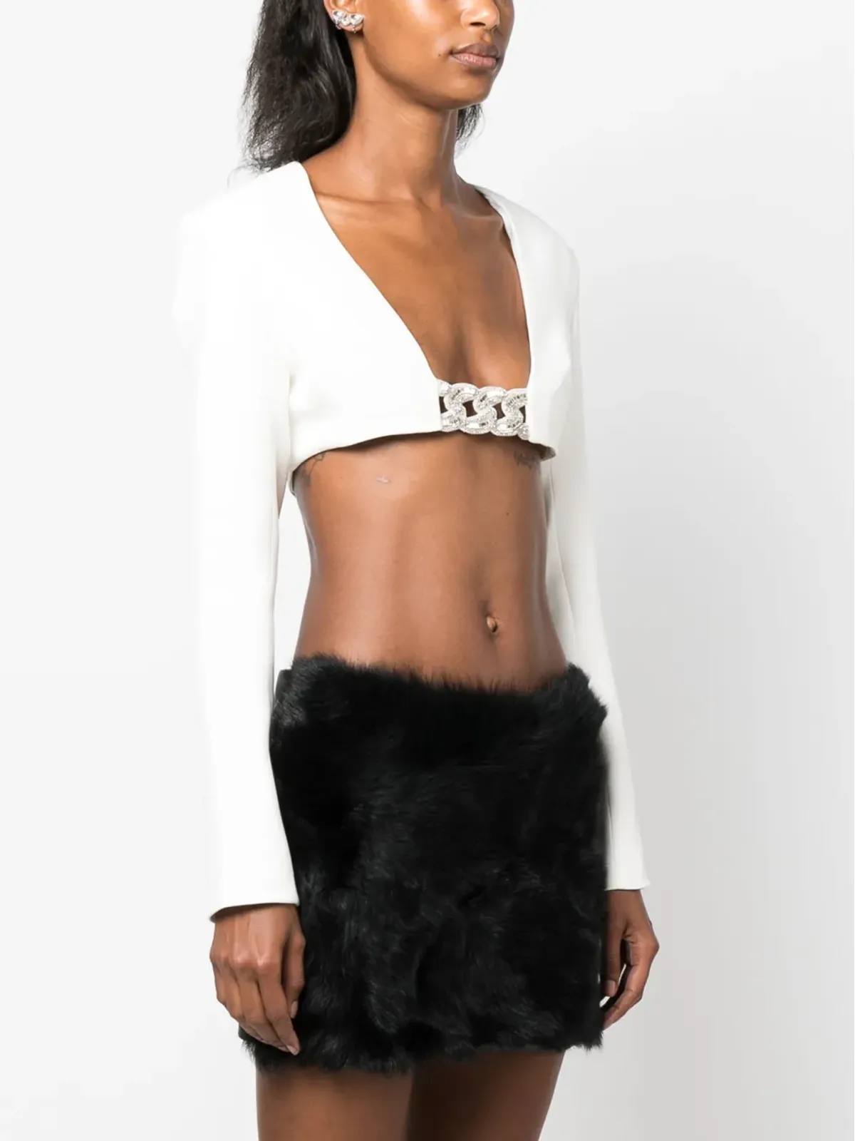 David Koma crystal-embellished crop top - White - 画像3