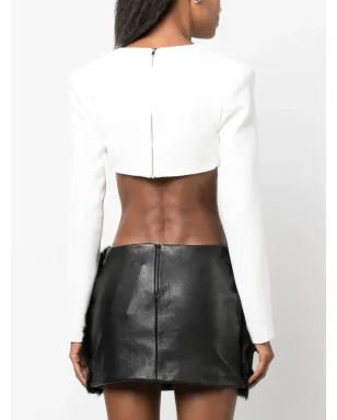 David Koma crystal-embellished crop top - White - サムネイル4