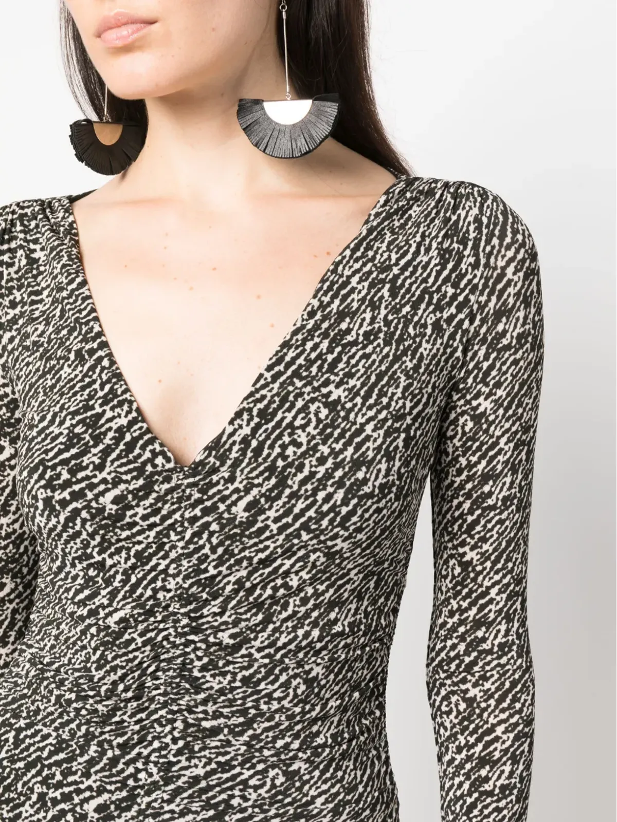 ISABEL MARANT Laly abstract-pattern midi dress - Black - 画像5