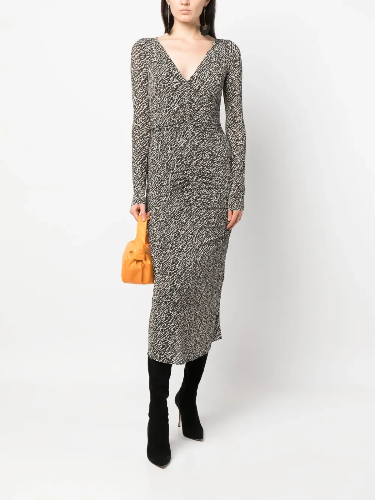 ISABEL MARANT Laly abstract-pattern midi dress - Black - 画像2
