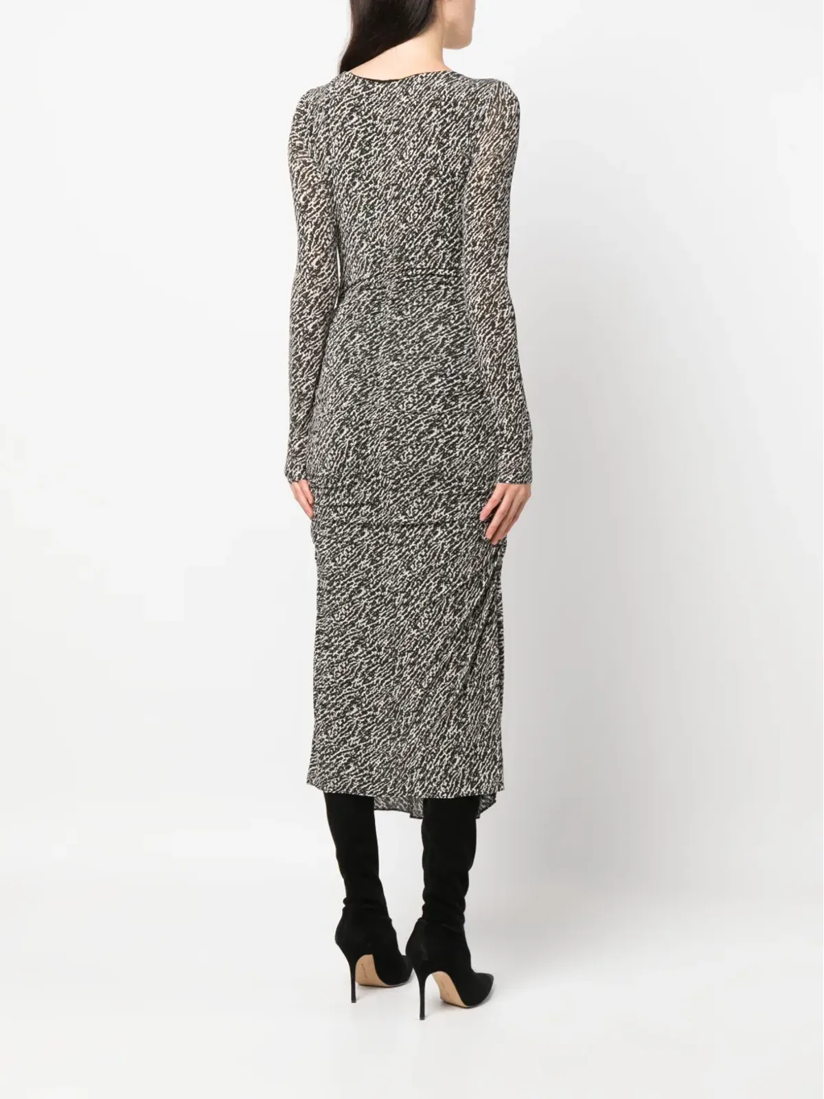 ISABEL MARANT Laly abstract-pattern midi dress - Black - 画像4