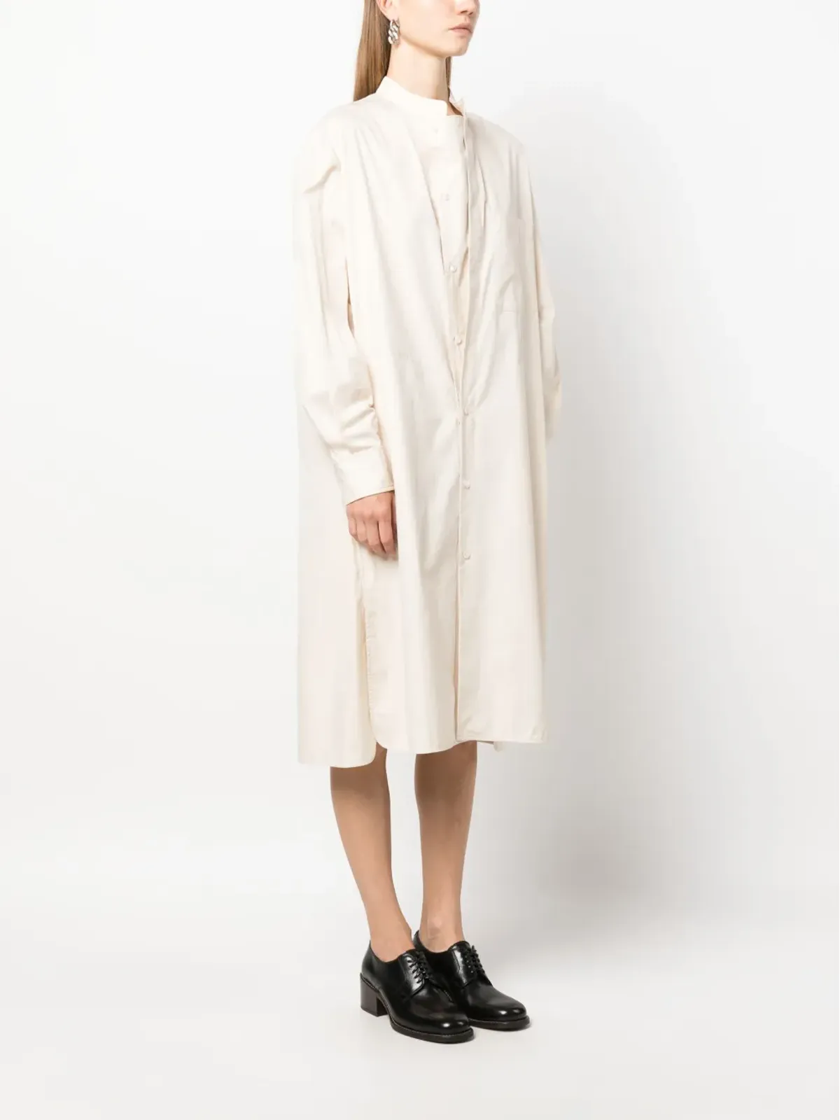 LEMAIRE バンドカラー コットン シャツドレス - 画像3