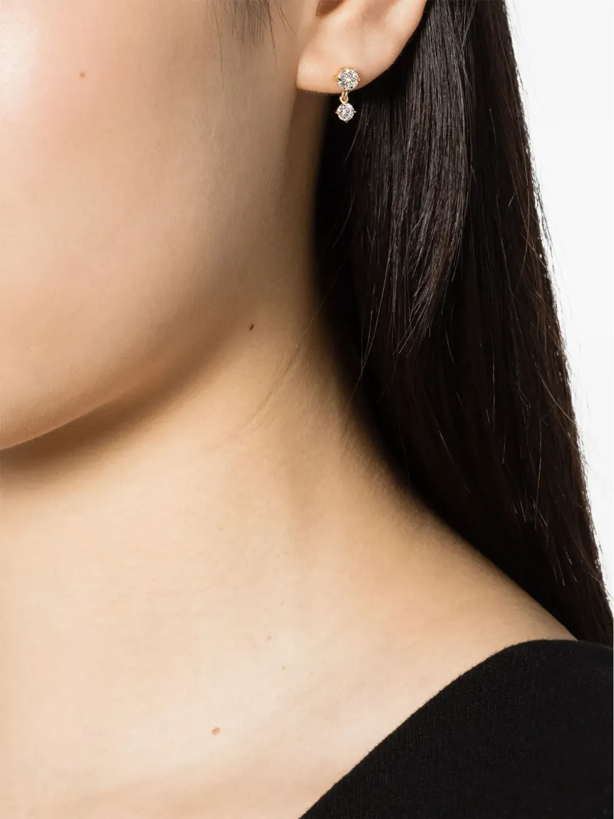 Lizzie Mandler Fine Jewelry 18K イエローゴールド 交互配置ダイヤモンド ドロップ ピアス - 画像2