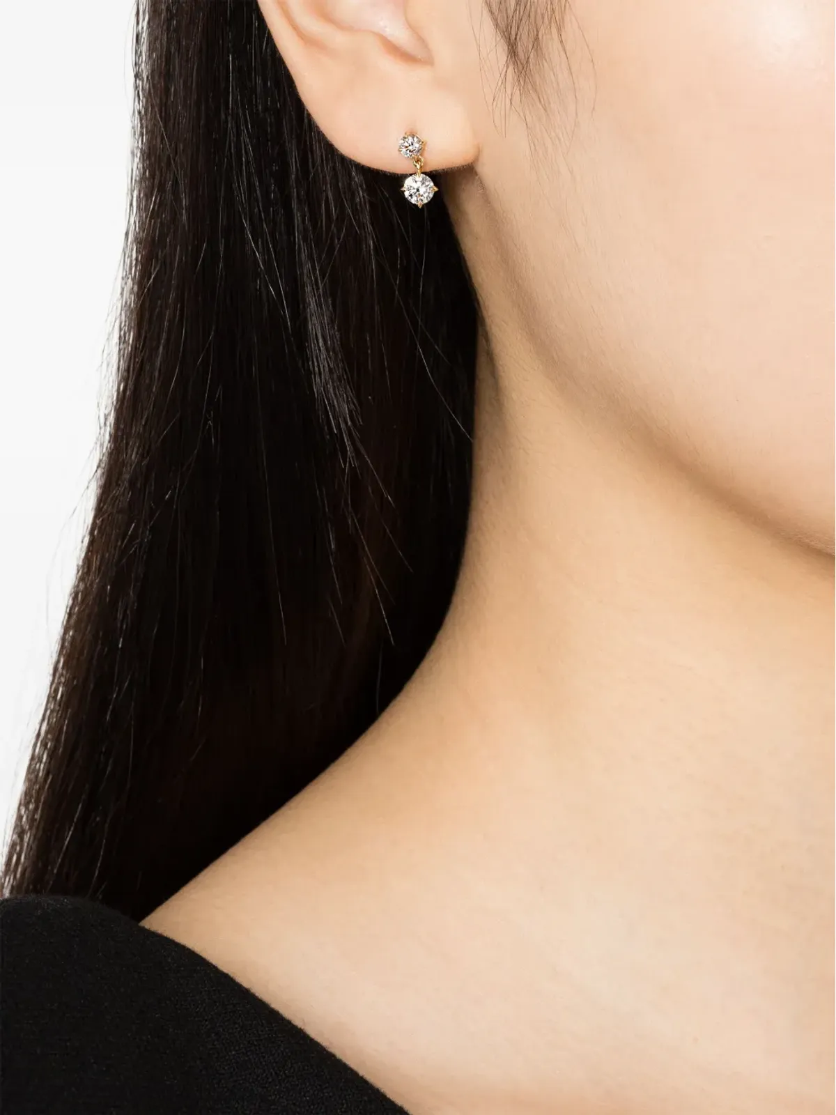 Lizzie Mandler Fine Jewelry 18K イエローゴールド 交互配置ダイヤモンド ドロップ ピアス - 画像3