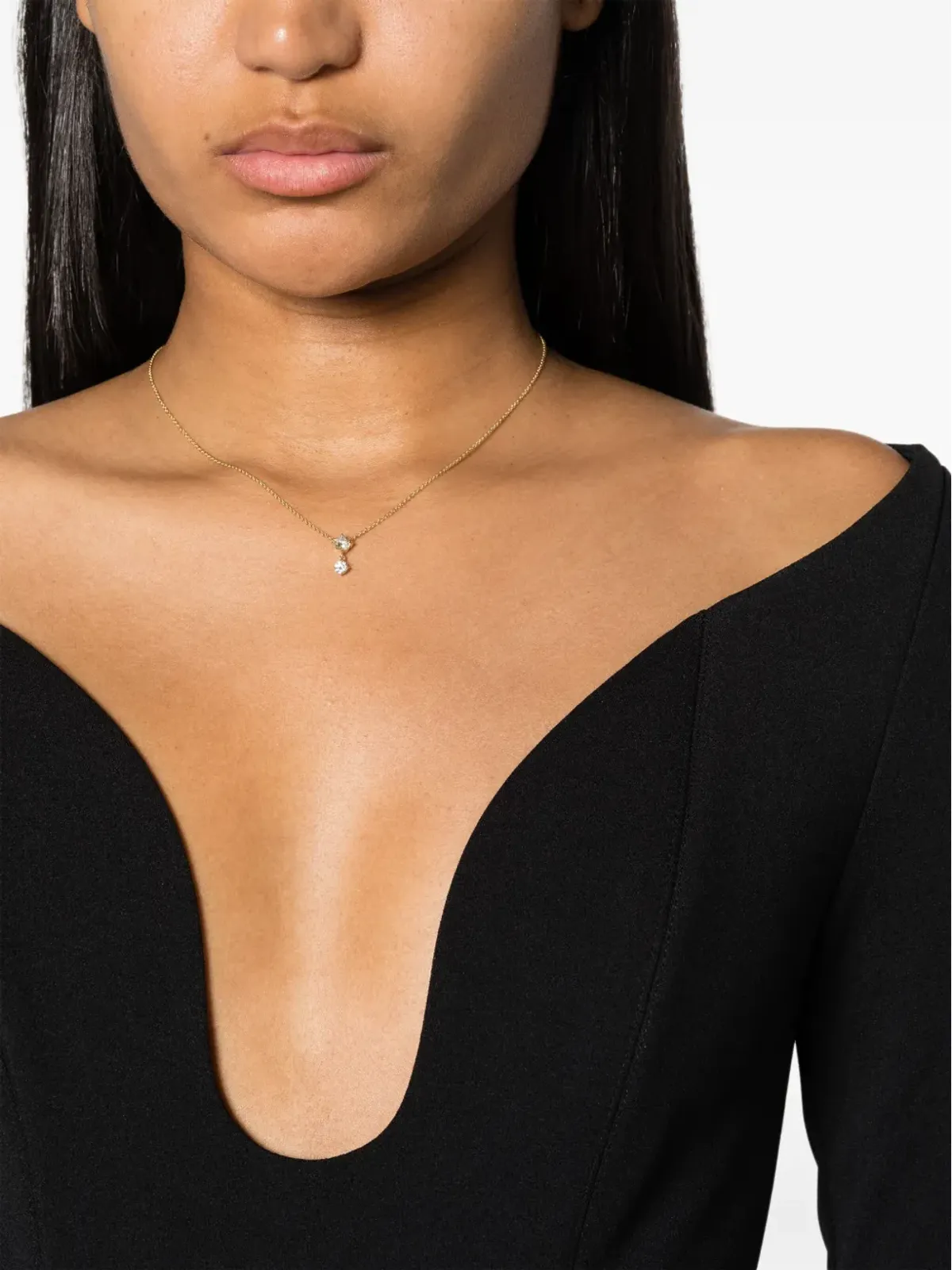 Lizzie Mandler Fine Jewelry 18kt イエローゴールド アルタネイティング・ドロップ ダイヤモンド ペンダント ネックレス - 画像2