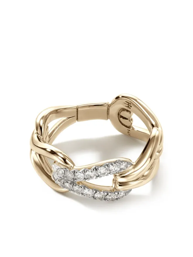 John Hardy John Hardy 18K イエローゴールド サーフ パヴェ リンク ダイヤモンド リングの商品画像