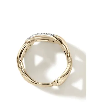 John Hardy 18K イエローゴールド サーフ パヴェ リンク ダイヤモンド リング - サムネイル5