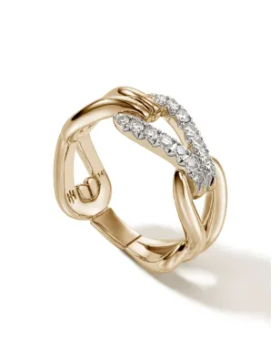 John Hardy 18K イエローゴールド サーフ パヴェ リンク ダイヤモンド リング - サムネイル3