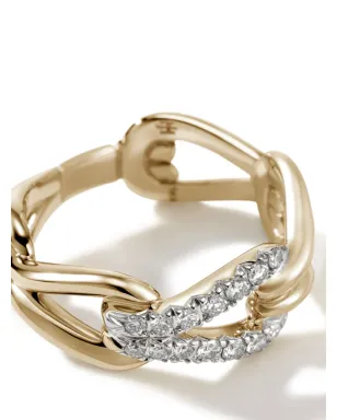 John Hardy 18K イエローゴールド サーフ パヴェ リンク ダイヤモンド リング - サムネイル4