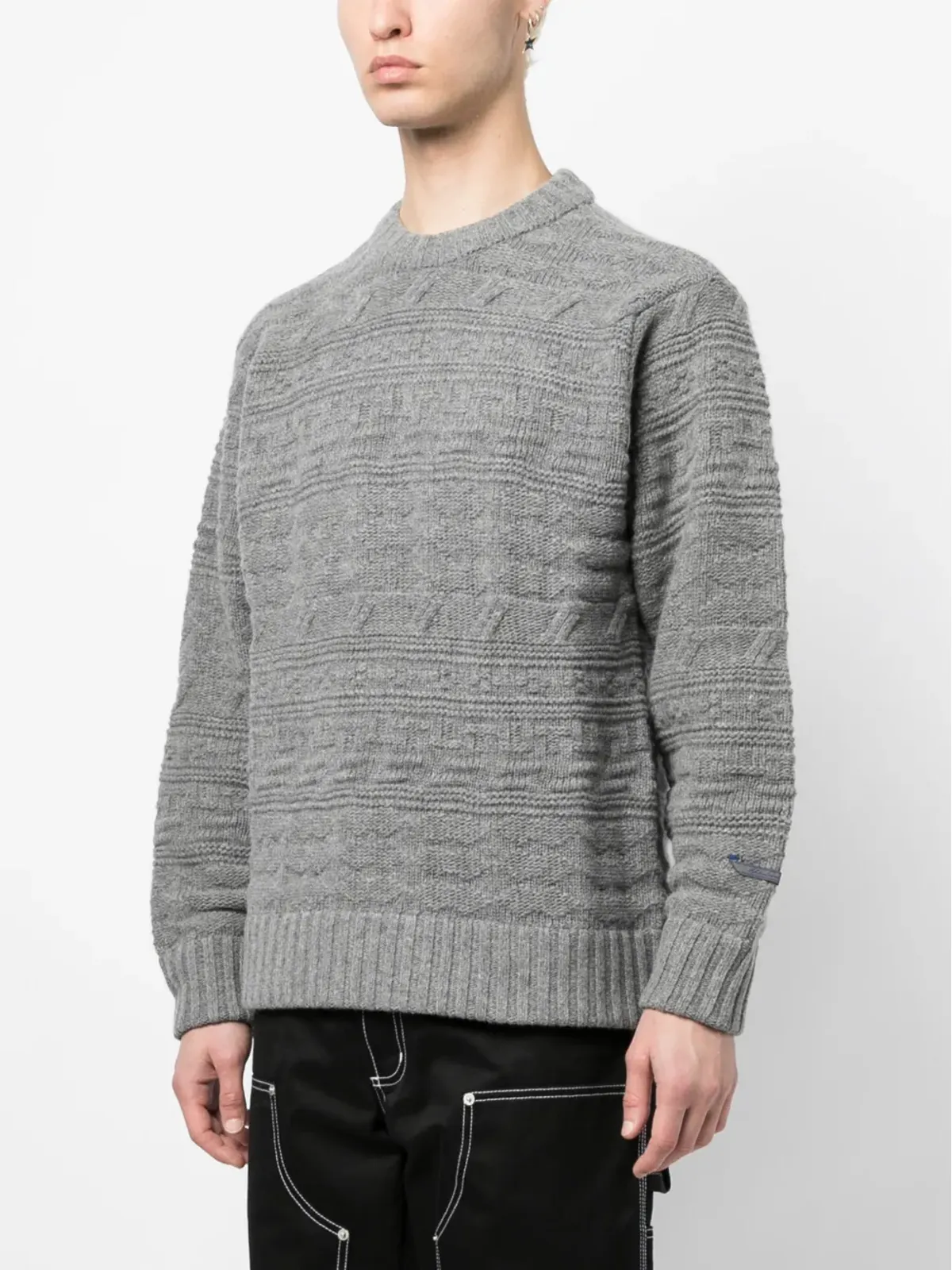 Ader Error ロゴパッチ付き チャンクニット ジャンパー - グレー - 画像3