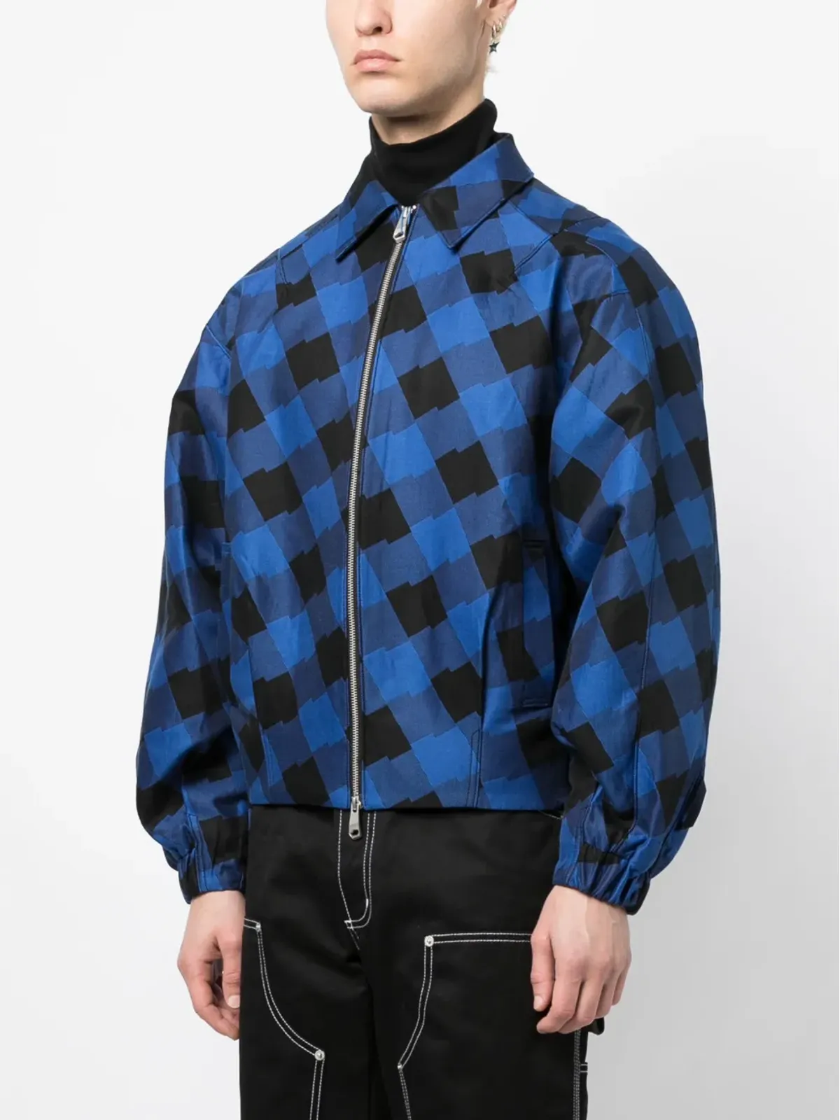 Ader Error ロゴパッチ チェック柄ボンバージャケット - 画像3