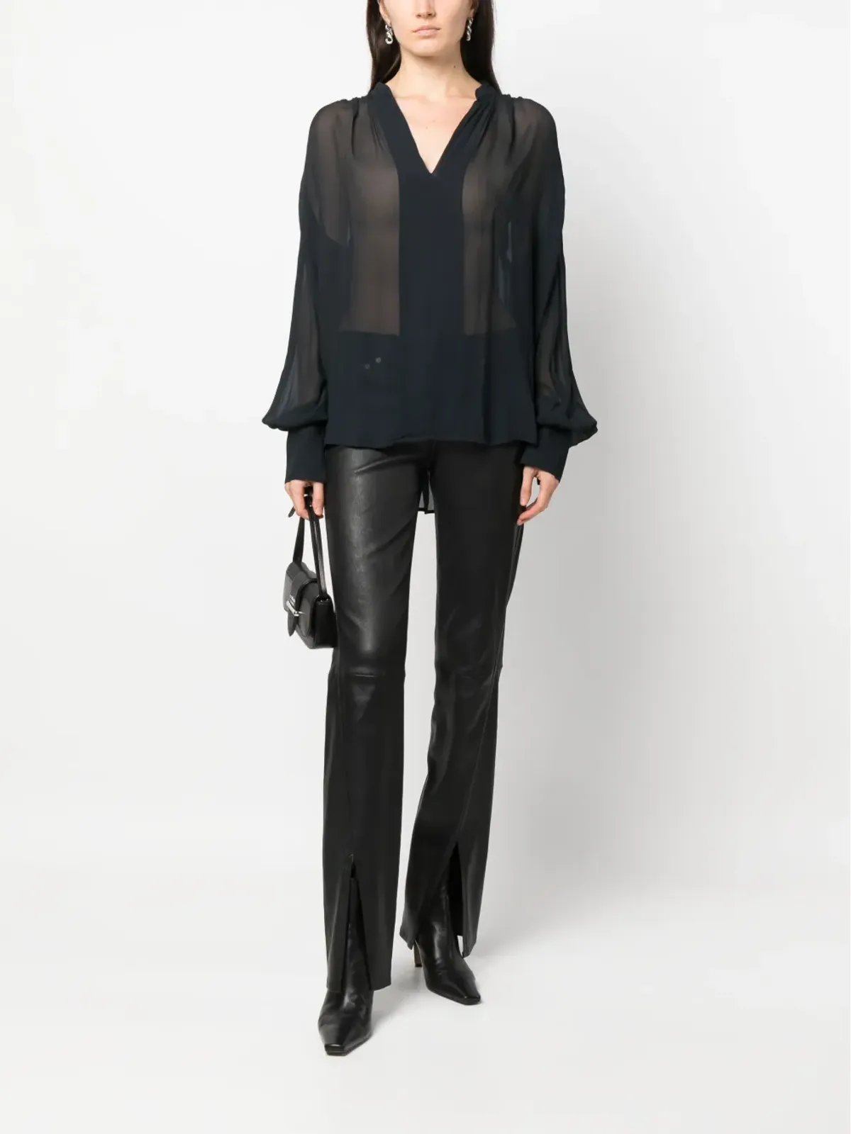 rag & bone ライトウェイト オーバーサイズ スプリットネック ブラウス - 画像2