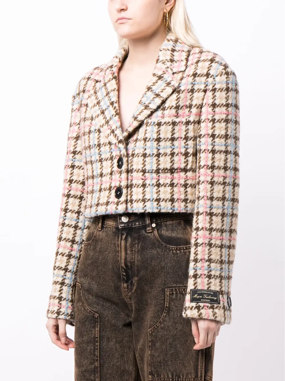 MSGM cropped tweed jacket - Brown - 画像3