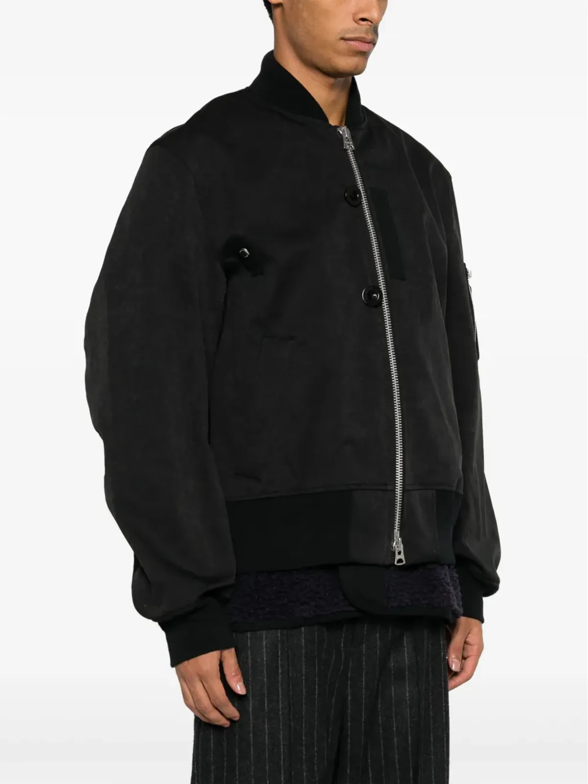 sacai レイヤード バンドカラー ボンバー ジャケット - 画像3