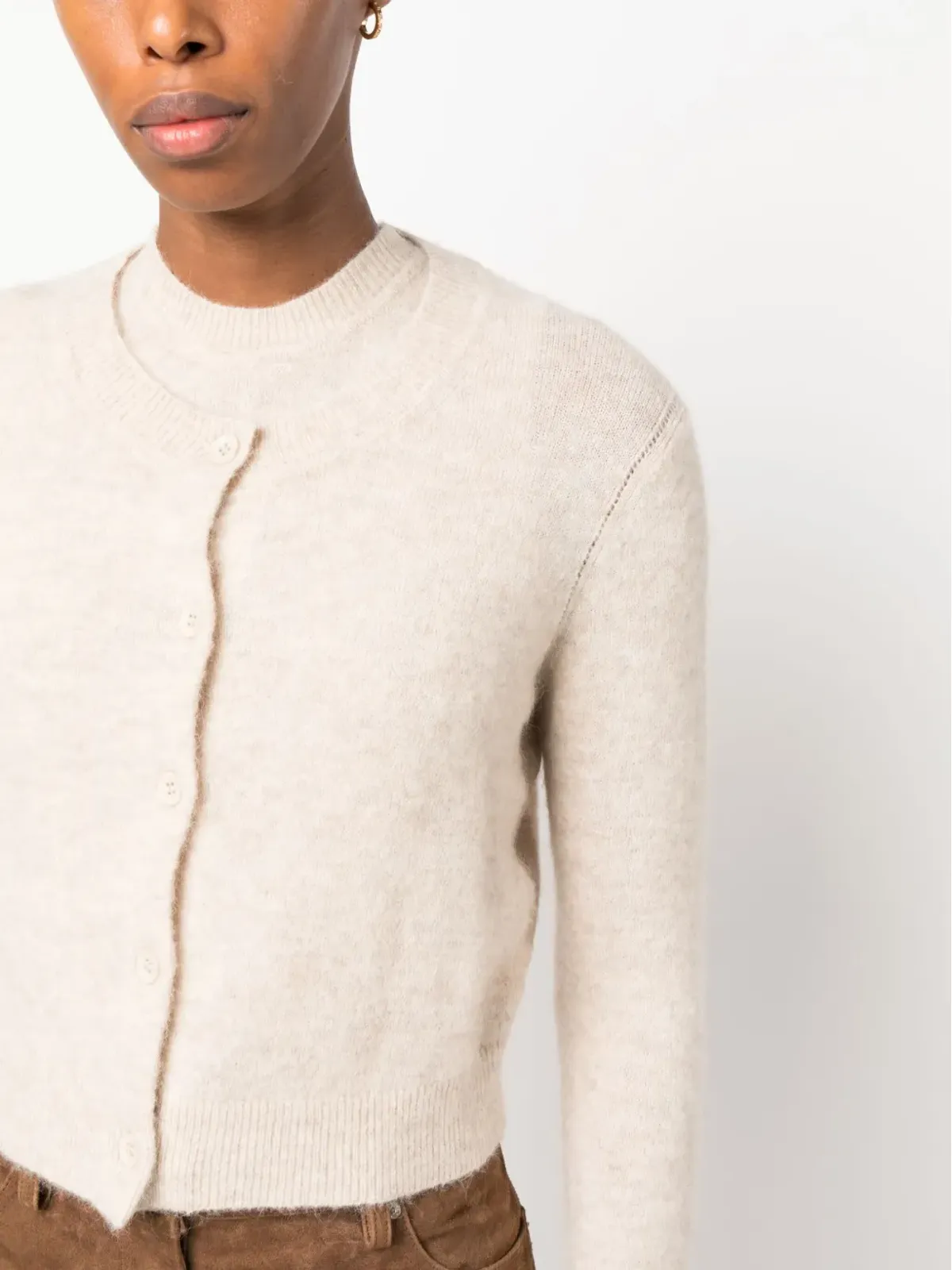 MARANT ÉTOILE Amenita クロップドカーディガン ベージュ - 画像5