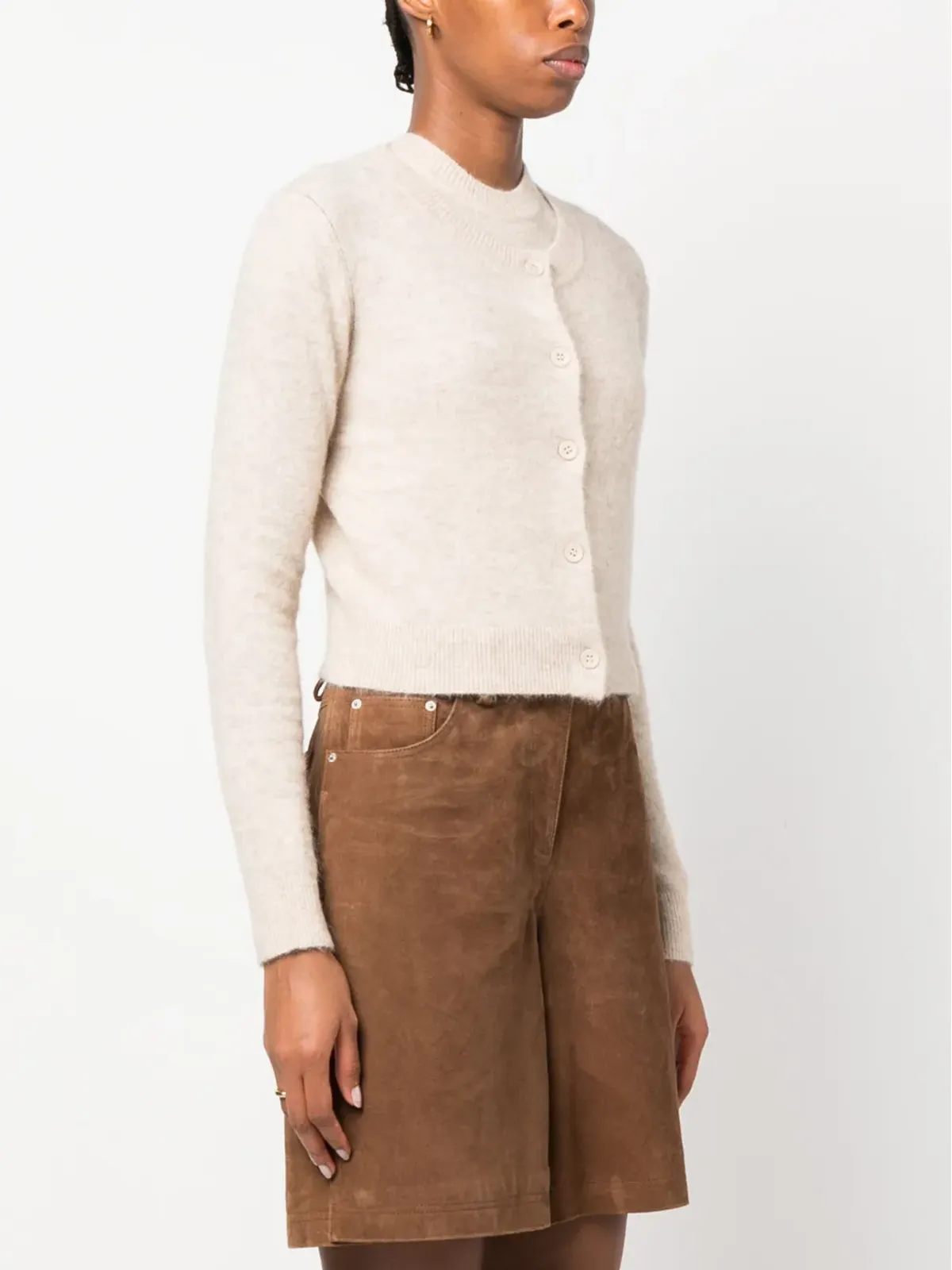 MARANT ÉTOILE Amenita クロップドカーディガン ベージュ - 画像3