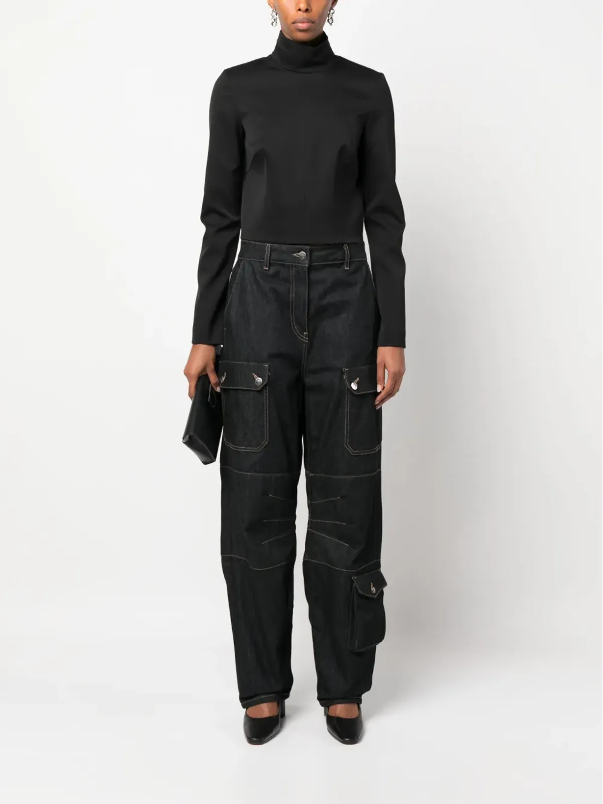 MM6 Maison Margiela クロップドハイネックブラウス - 画像2