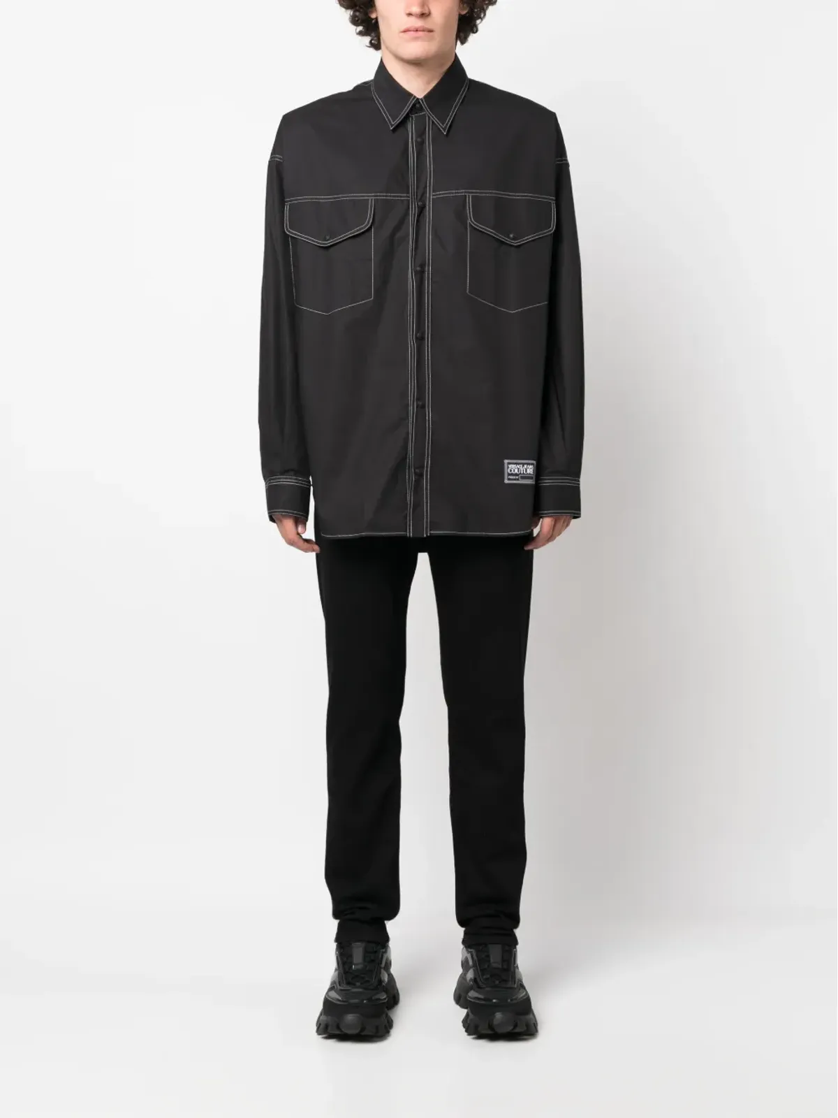 Versace Jeans Couture ロゴパッチコットンシャツ - 画像2