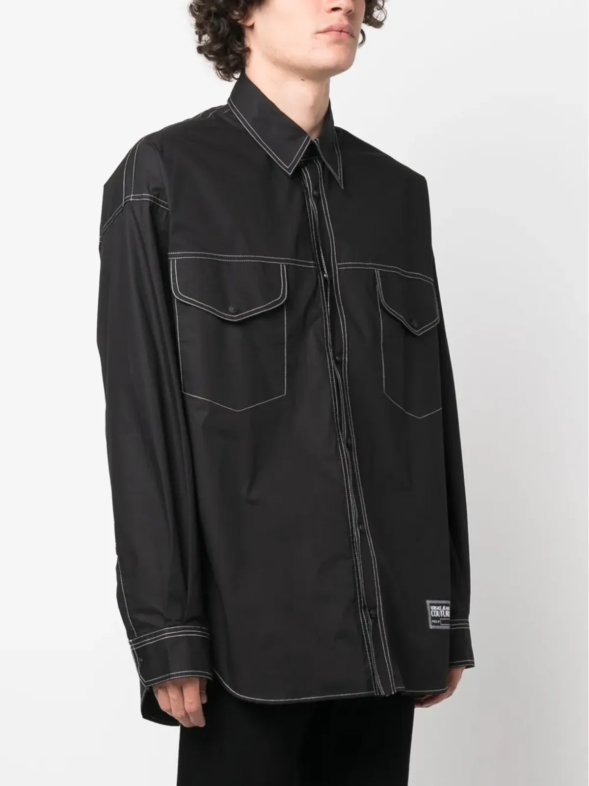 Versace Jeans Couture ロゴパッチコットンシャツ - 画像3