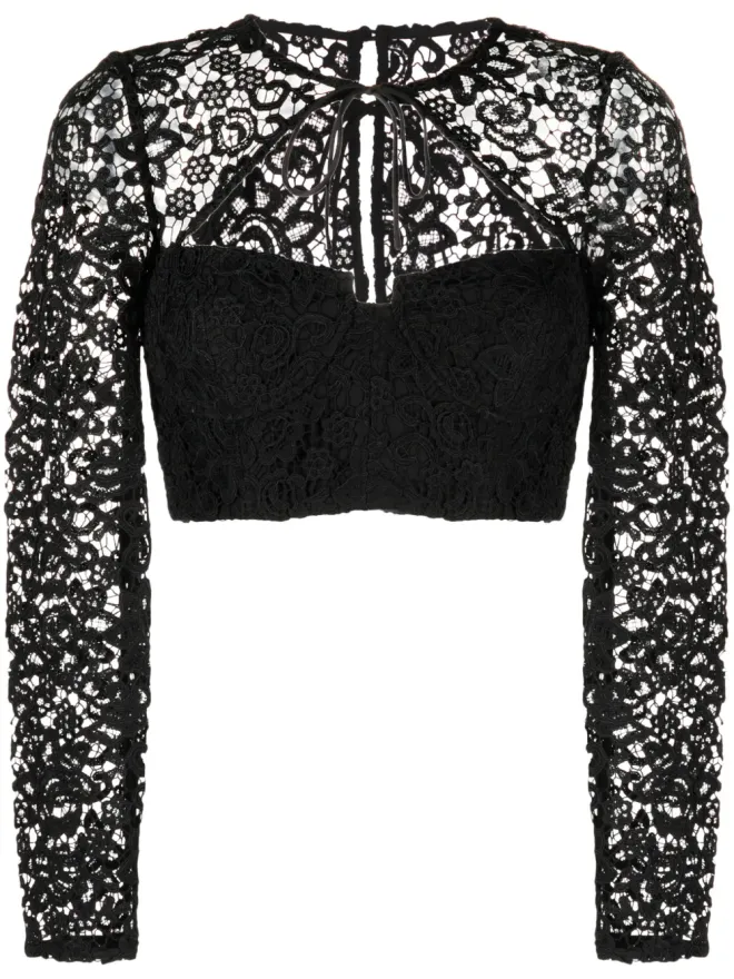 self-portrait Self-Portrait コード入りレース クロップトップの商品画像
