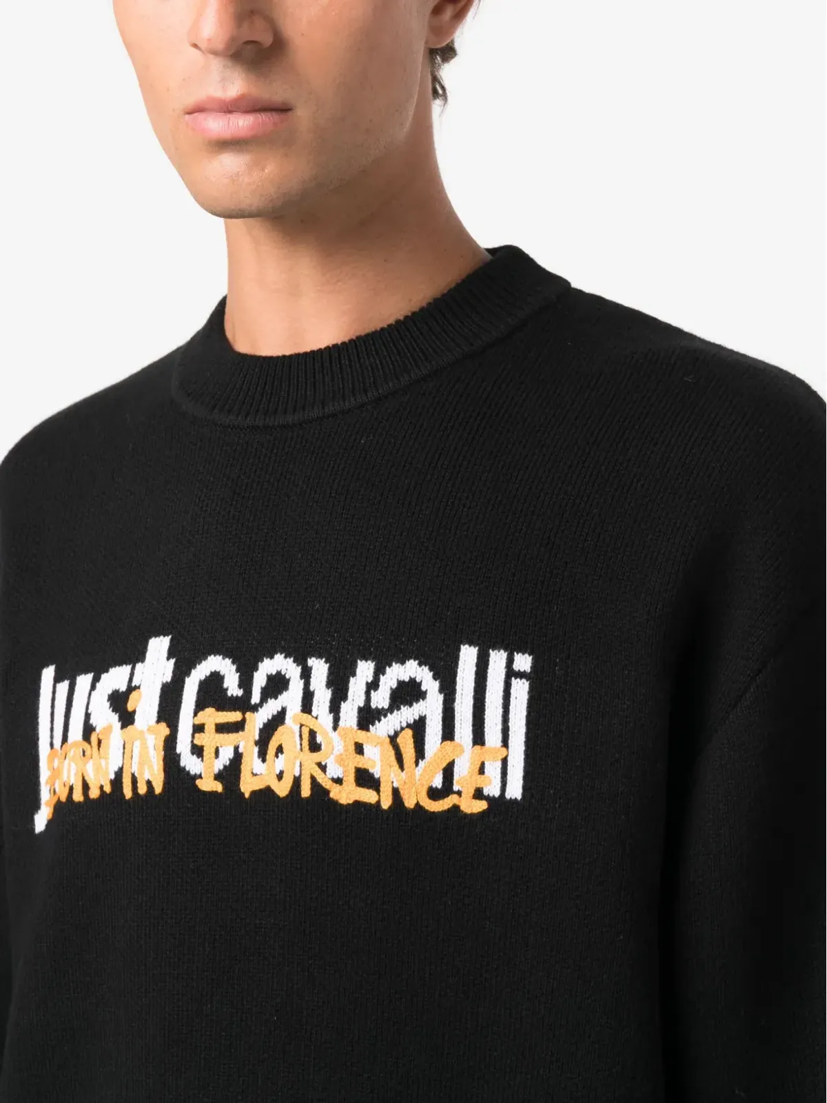 Just Cavalli インターシャ編み ロゴ コットン セーター - 画像5