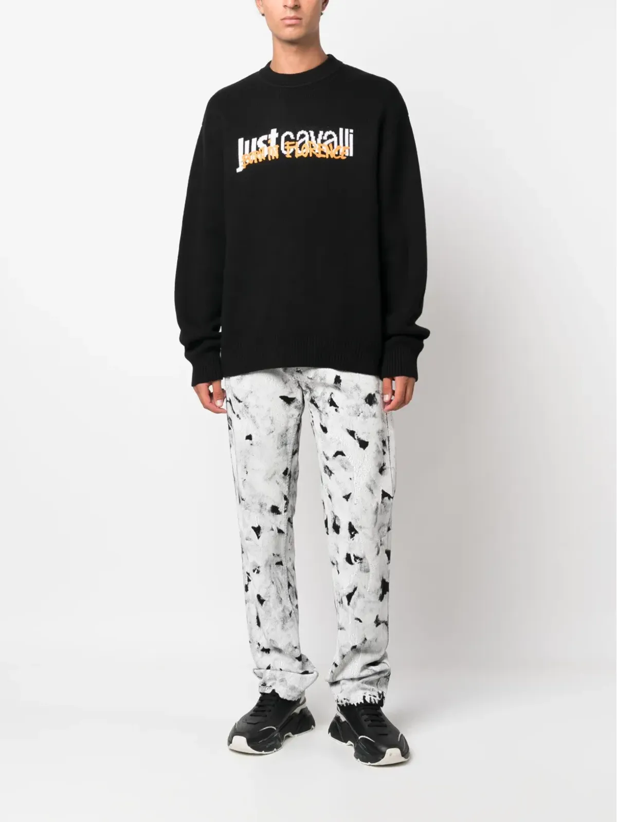 Just Cavalli インターシャ編み ロゴ コットン セーター - 画像2