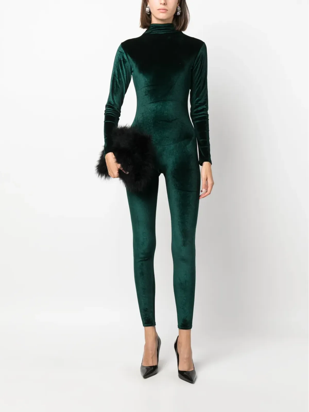 Atu Body Couture ベルベット ハイネック ジャンプスーツ - 画像2