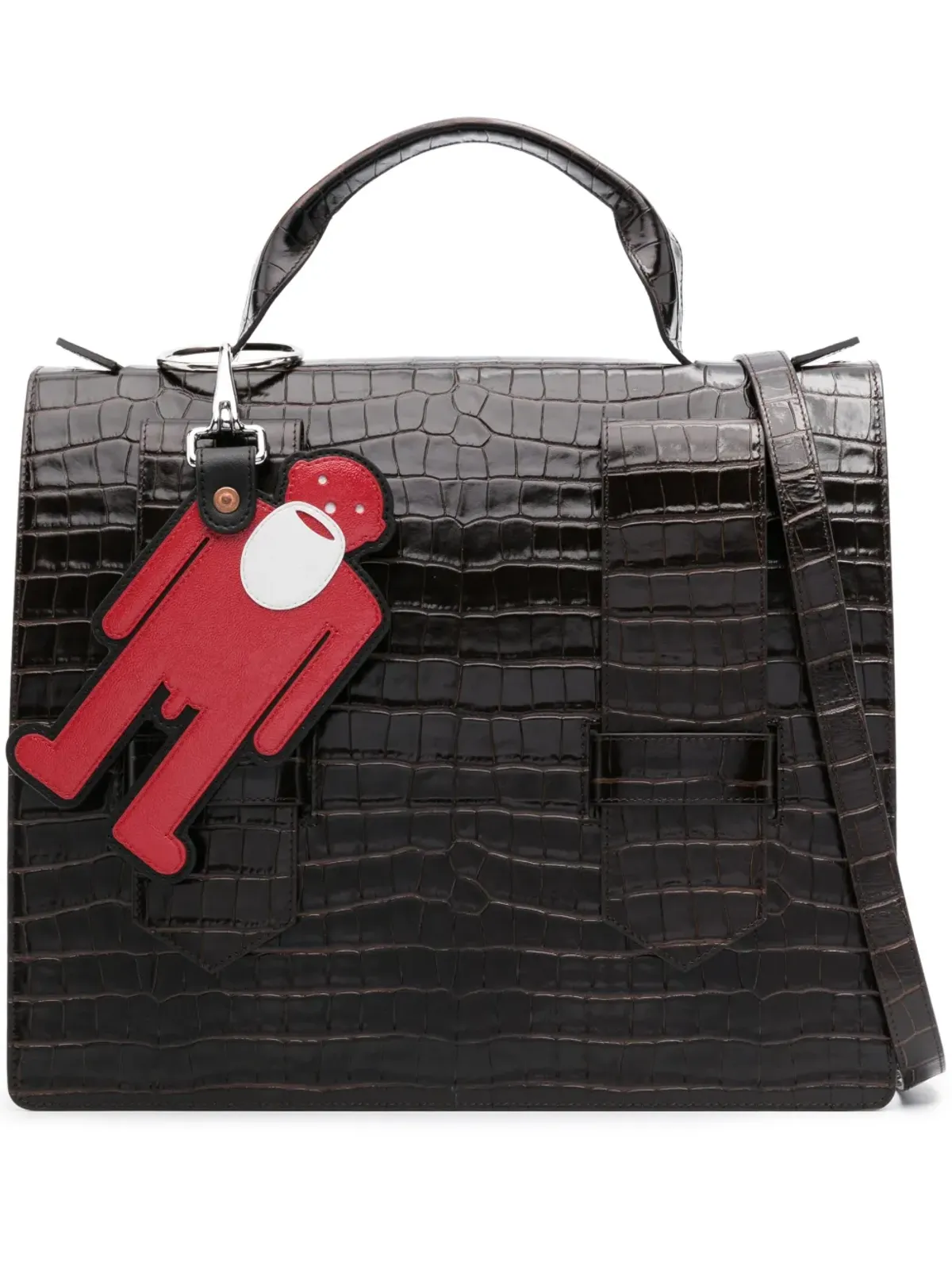 Walter Van Beirendonck クロコダイル型押しカーフレザー バッグ - 画像1